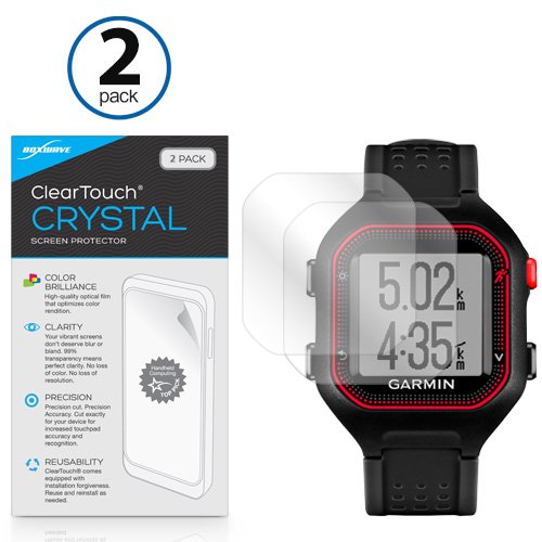 BoxWave Garmin Forerunner 25 Black/Red Screen Protector, [ClearTouch Crystal (2-Pack)] HD Film Skin - Shields From Scratches for Garmin Forerunner 25 Black/Red, 25 Black/Blue
