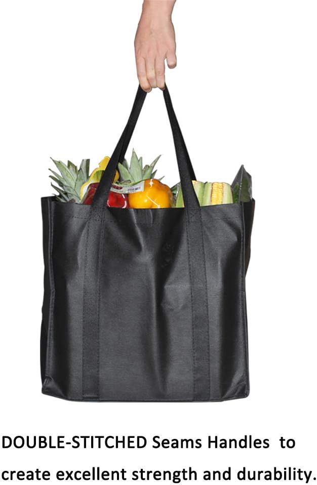 YBCPACK 6 Pack Reusable Grocery Tote Bags With Handles, Non-woven Shopper Bags- Hold 44+ lbs (20 KG) - Image 5