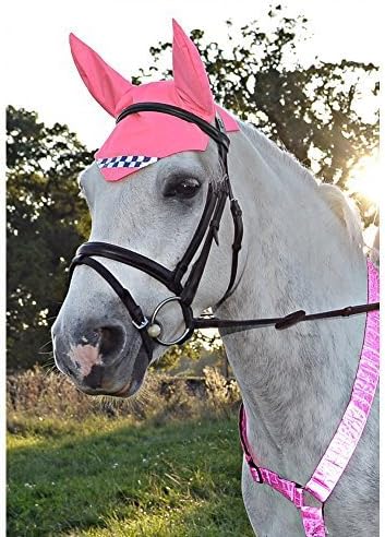 EQUISAFETY HIGH VIZ REFLECTIVE HORSE EARS ONE SIZE (PINK WITH POLITE TAPE)