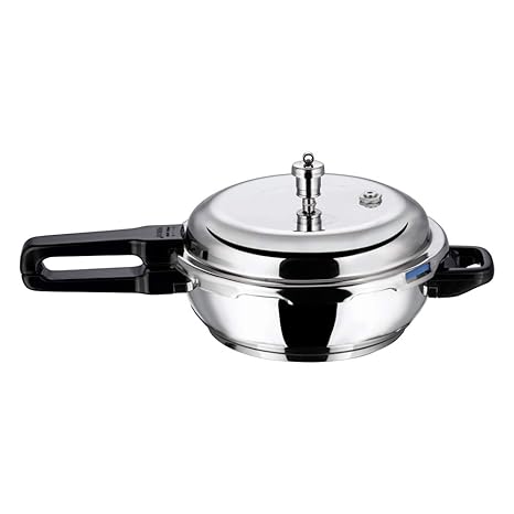 Vinod Induction Friendly Stainless Steel Sandwich Bottom Pressure Pan with Lid, 24.5cm