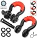 motormic Unique D Ring Shackles 2pack Black - 3/4" Clevis with 7/8" Pin Safety Max 57,000 lbs Break Point - 2 Red Isolators, 8 Washers - Heavy Duty use Tow Strap, Winch, Off Road, Jeep Towing