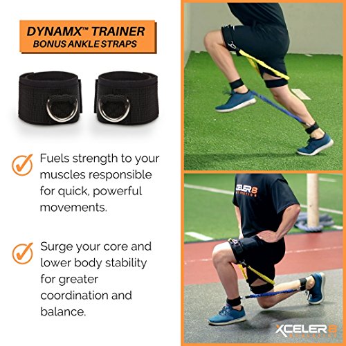 DYNAMX TRAINER: 11 Piece Speed & Agility Resistance Bands Training Set | Training Videos | Build Muscle Strength/Endurance, Acceleration, Top-End Speed, Explosiveness, Mobility for Athletic Sports
