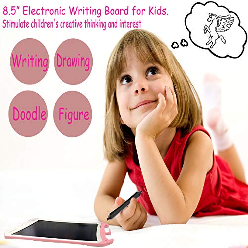 JRD&BS WINL 8.5 in Drawing Tablet Doodle Pad Toys for Kids Birthday Gift for 4-13 Yr Old Writing Tablet with Stylus Smart Paper for Drawing Writer, for Teen Boys Girls (Pink White D)