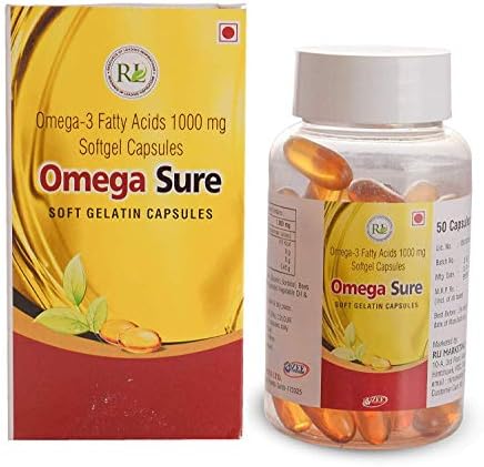 Omega Sure | Omega-3 Fatty Acids 1000 mg Soft Gel Capsules | 50 Capsules (1)