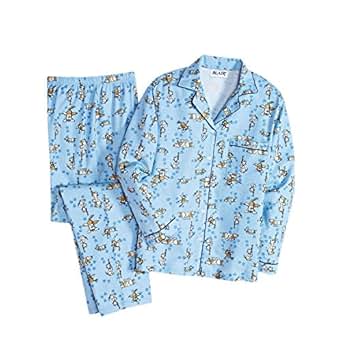 New 2018 Brushed Cotton Pajama Sets Women Cute Dog Head