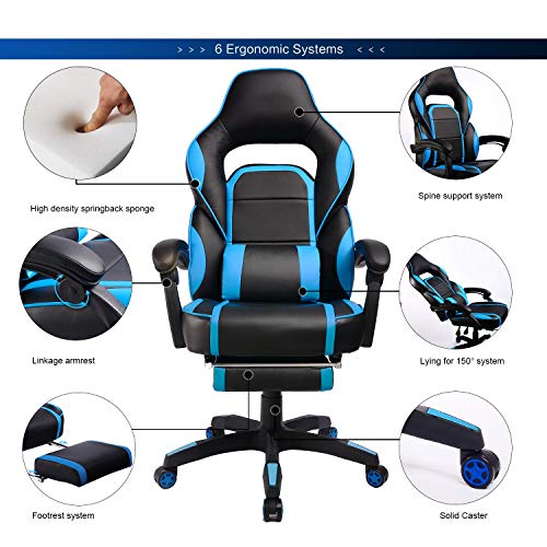GTPLAYER Gaming Chair with Footrest Big & Tall Racing Office Computer