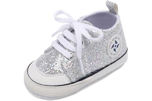 ORAWU Newborn Baby Girls Boys Canvas Shoes Infant Soft Sole Slip On First Walkers Sneaker Toddler Flat Loafers High Top Crib Denim Unisex Moccasins Shoe