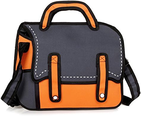 KooJoee 3D Jump Style 2D Drawing Singer Shoulder Cartoon Paper Bag/Backpack for Women/Grils (Orange)