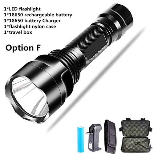 RUOXI Flashlight 10000Lumens Super Bright Led Tactical Flashlight Rechargeable Waterproof Torch by 1 * 18650 for Hunting T6-8000 Lumen A2P
