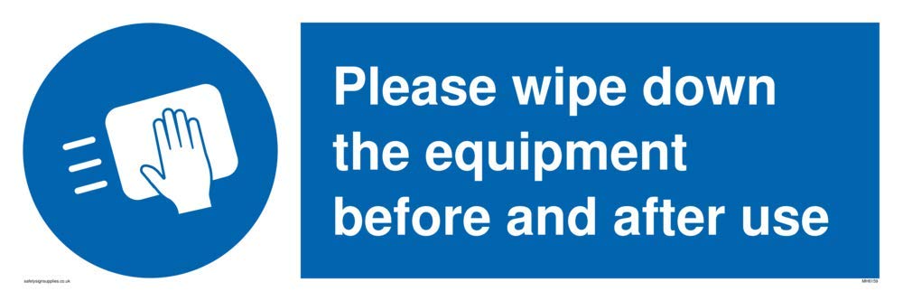 Please wipe down the equipment before and after use