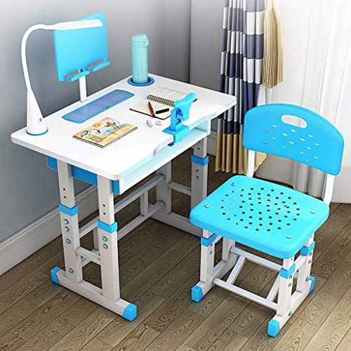 Kid Desk and Chair Set Height Adjustable Multifunctional Study Table with Book Stand,with