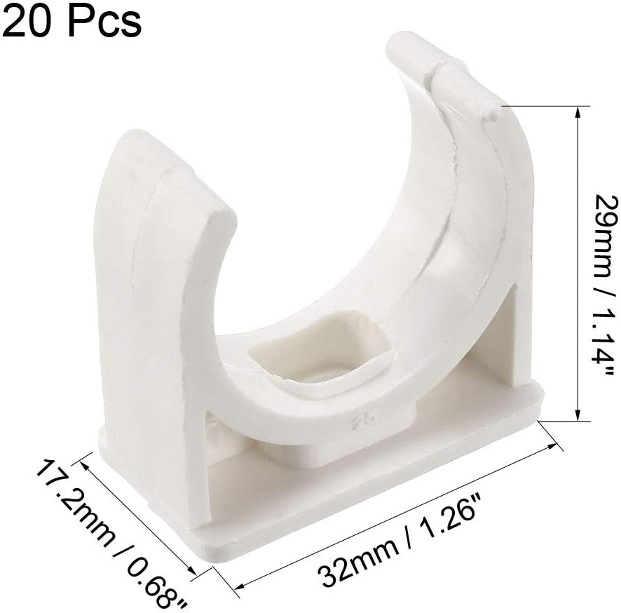 sourcing map PVC Water Pipe 25mm Clamps Clips, Fit for 25mm OD TV Trays Tubing Hose Hanger Support Pex Tubing, 20Pcs - Image 3