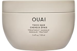 OUAI Thick Hair Mask - Treatment Masque with Almond Oil, Olive Oil, & Hydrolyzed Keratin to Restore Damaged Hair - Phthalate & Paraben Free Masque (3.4 Oz)