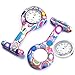 Top Plaza Women's Girls' Fashion Floral Nurse Clip-on Fob Brooch Silicone Jelly Hanging Pocket Watch