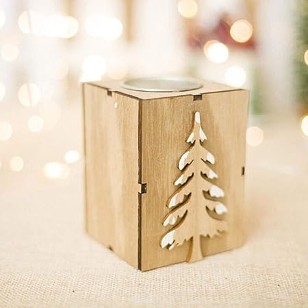 Decorazioni Natalizie Legno.Wwldpttcd Decorazioni Natalizie In Legno Con Candelieri Per Decorazioni Mini Portacandele Per Candele Di Natale Per Decorazioni Per La Casa Regalo Per Bambini Amazon It Casa E Cucina