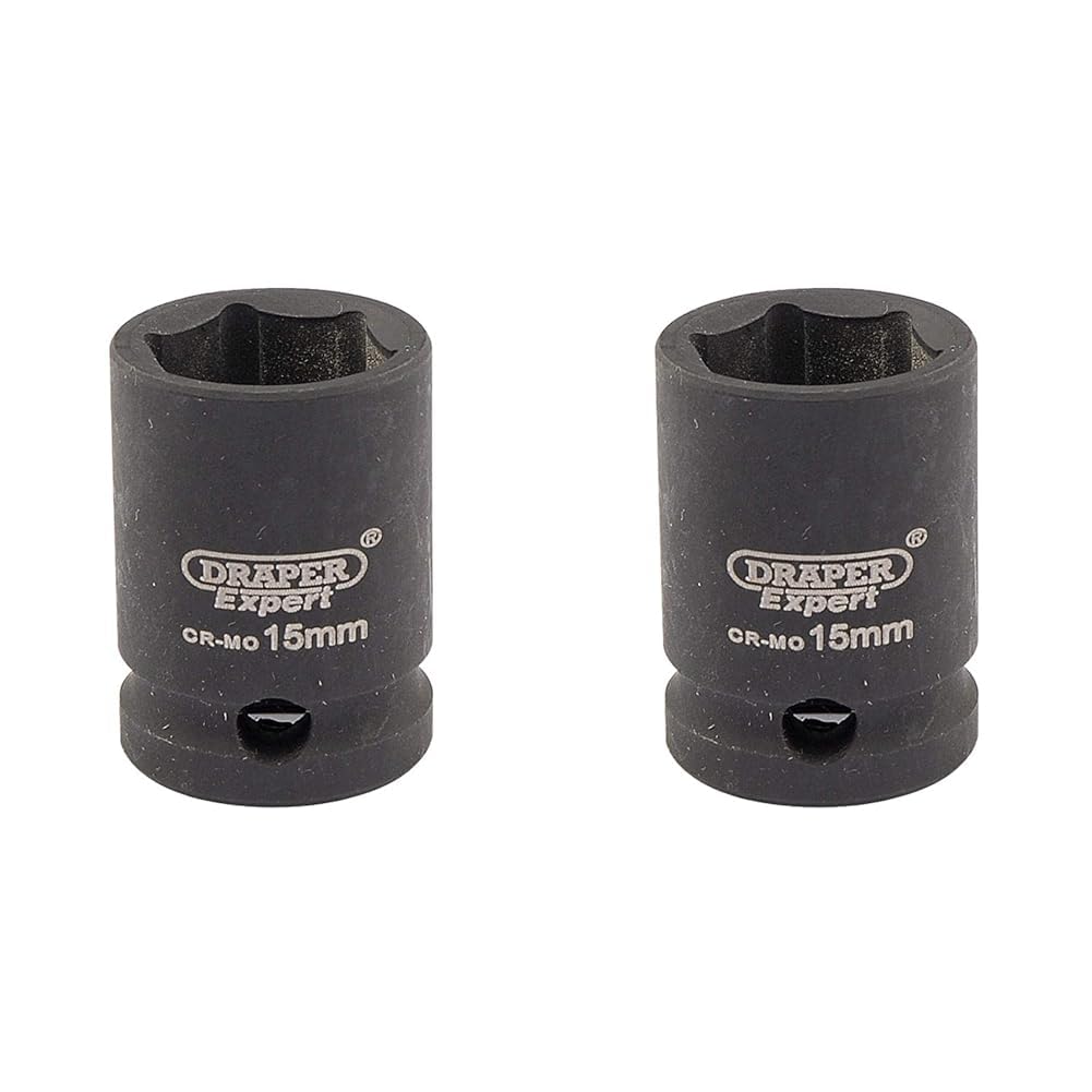 Draper 6875 3/8" Square Drive Hi-Torq 6 Point Impact Socket, 15 mm Size, Blue (Pack of 2) — image 1