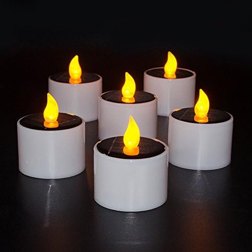 Yzan-set of 6- Solar Power LED Electric Candles Yellow Flickering Nightlight for Garden Yard Camping Decor Wedding Christmas Outdoor Party