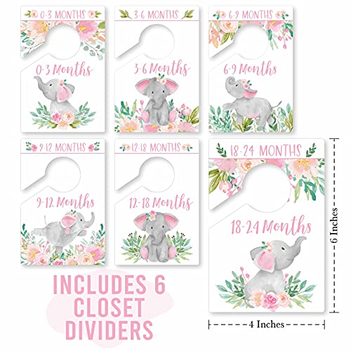 6 Baby Closet Size Dividers Baby Girl Elephant Baby Closet Dividers