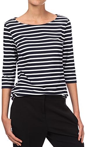 Saint James Women's Garde-Cote III Stripe Shirt 5498-6T Navy/Neige, T42 (FR) / 10 (US)