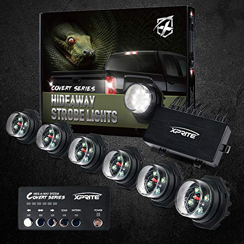 thumbnail image 2 of Xprite Amber LED Hideaway Strobe Lights Kit 20 Flashing Patterns W/Control Panel Headlights Taillights Fog Marker Light Mounting, For Construction 2 of 11