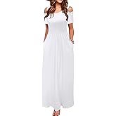 STYLEWORD Women's 2026 Summer Maxi Long Dresses Cold Shoulder Sundress with Pocket