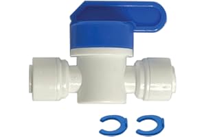 Speed Fit 1/4 or 3/8 Inch Shut Off Valve, Push to Connect Plastic Plumbing Fitting, With Locking Clips, Filtration Warehouse, Compare to PPSV040808WP (1/4" One Pack)