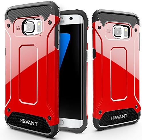 GHEVANT Galaxy S7 Edge Case,Shock proof case for S7 Edge,New Armor design,Soft TPU + Hard PC armor case,Fingerprint proof Smooth Surface Case(RED)