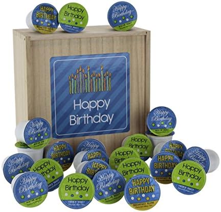 "Happy Birthday" 24 Single Serve Coffees In A Keepsake Wooden Gift Box