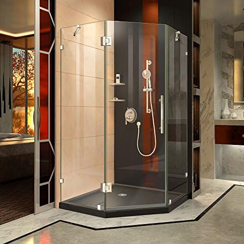 DreamLinePrism Lux 36 in. x 74 3/4 in. Fully Frameless Neo-Angle Shower Enclosure in Chrome with Black Base, DL-6050-88-01