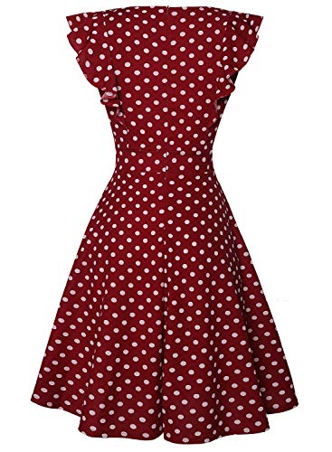 IHOT Women's Vintage Ruffle Floral Flared A Line Swing Casual Cocktail Party Dresses - Thumbnail 2