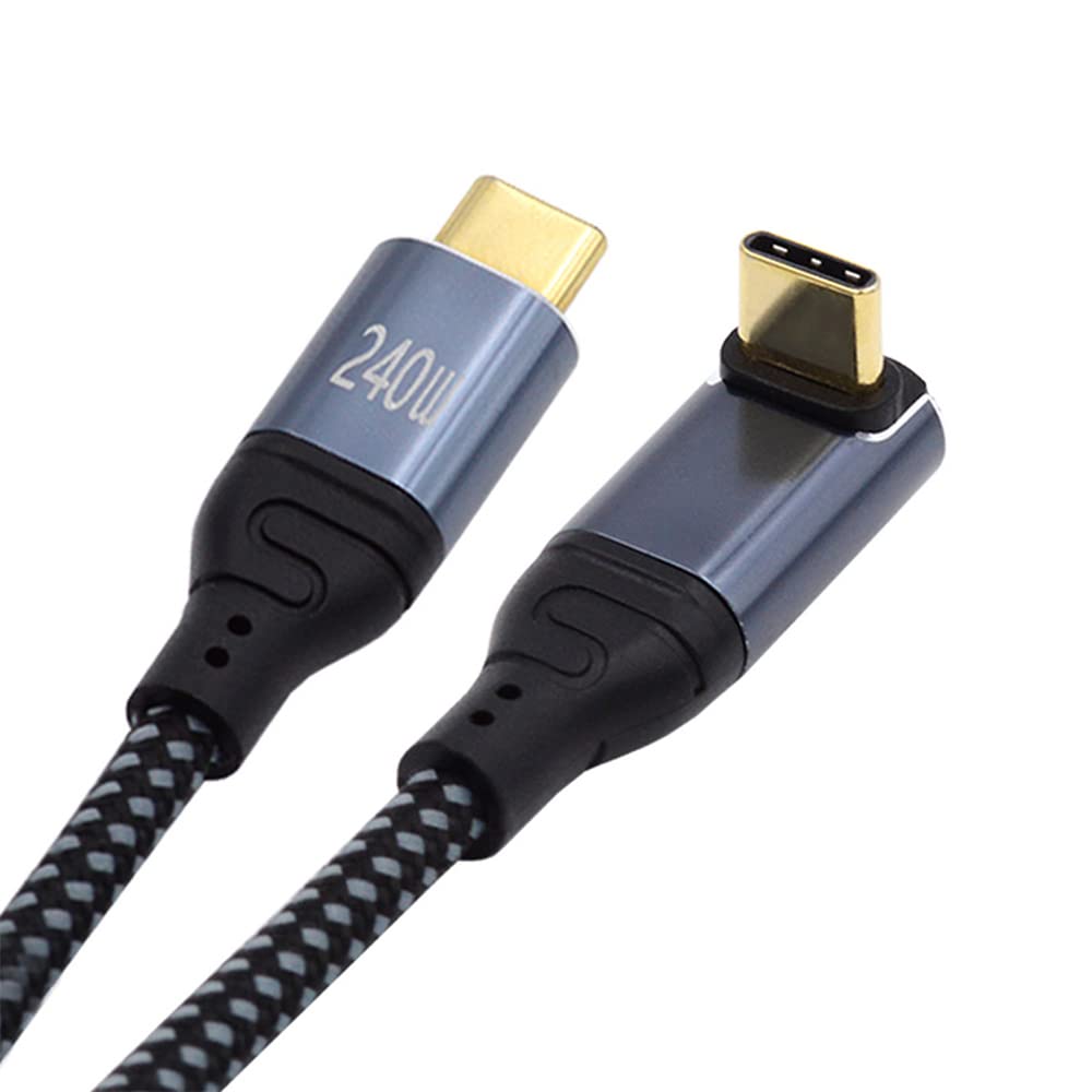 NFHK USB-C 240W Type-C Cable 480Mbps 48V 5A Up Down Angled 90 Degree Compatible with USB2.0 100W Charging for Laptop Tablet Phone 50cm — image 1