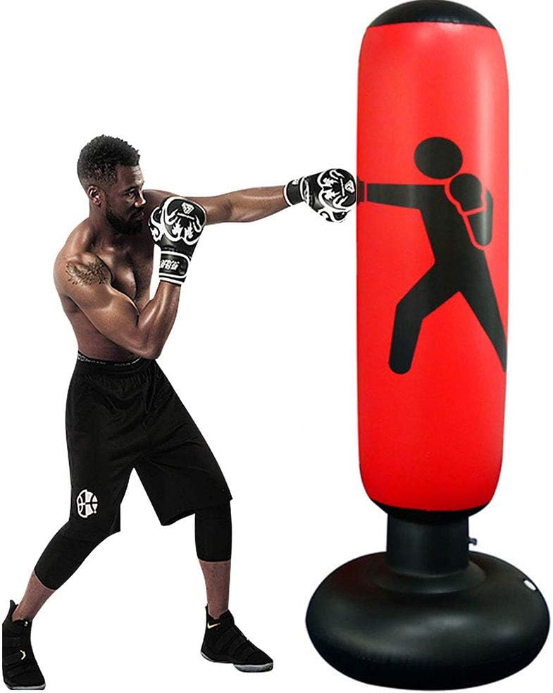CXSMKP Fitness Punching Bag,Kick Training Inflatable Tower Bag,Punching Bag Free Standing Adults,Suitable for Taekwondo, Muay Thai, Sanda,Boxing, 160Cm Stable, 3 PCS