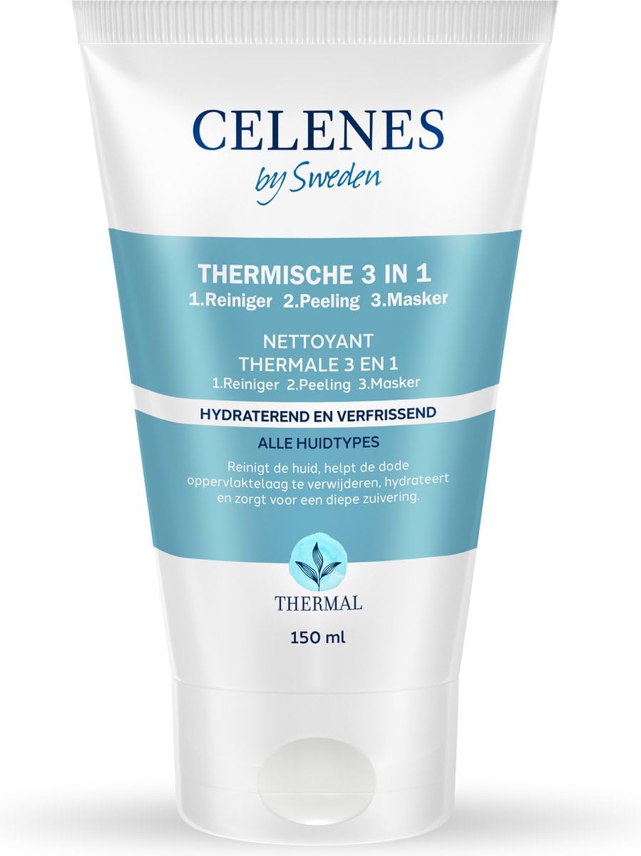 Celenes by Sweden Thermal 3-in-1 Exfoliating Mask - Cleanser, Exfoliating Mask for All Skin Types - Parabens and Alcohol-Free Vegan 150 ml