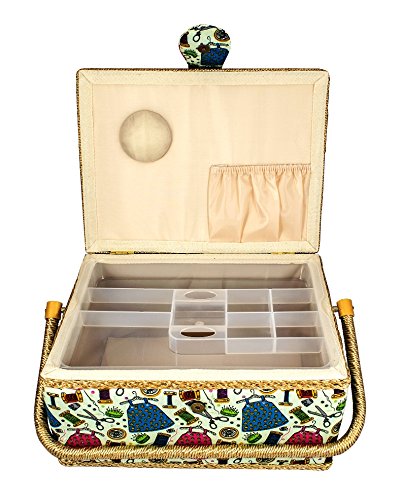 1 Fabric+Covered+Sewing+Basket+Accessories