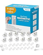 Vmaisi Adhesive Magnetic Cabinet Locks (12 Locks and 2 Keys)