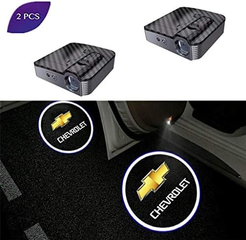 Car Door Logo Light, 2 Pack LED Car Projector Logo Spirit Shadow Light Door Lighting Welcome Lamp Wireless Laser Projector Logo Light, Compatible for Chevrole