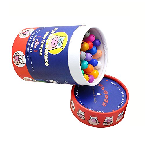 Washable Jumbo Crayons for Toddlers, 24 Colors Non Toxic Twistable