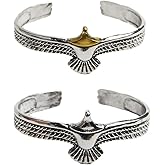 Opexicos 2Pcs Viking Eagle Cuff Bracelet Valentines Day Gift for Boyfriend Adjustable Open Tribal Wildlife Jewelry Indian Eagle Wing Bracelet