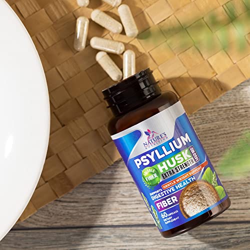 High Absorption Psyllium Husk Capsules 1450mg, Natural Soluble Fiber