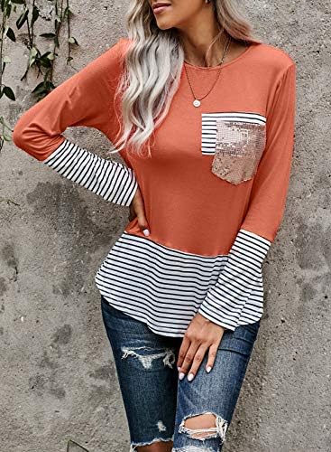 Diukia Women's Fashion Printed Color Block Long Sleeve Tops Patch Pocket Tunic Shirt S-2XL 3 Diukia Women's Fashion Printed Color Block Long Sleeve Tops Patch Pocket Tunic Shirt S-2XL