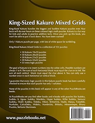 Download King Sized Kakuro Mixed Grids Volume 1 153 Puzzles