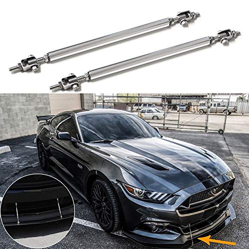 2pc Adjustable 8"-11" Front Bumper Lip Splitter Diffuser Strut Rod Tie Bars Splitter Support Rods Fit Most Vehicles[Silver]