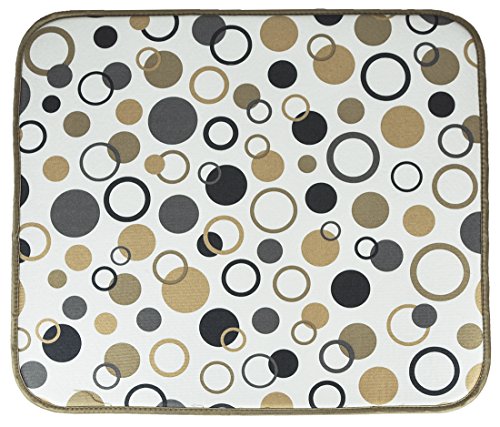 S&T 430100 Microfiber Dish Drying Mat, 16 by 18-Inch, Tan Circles