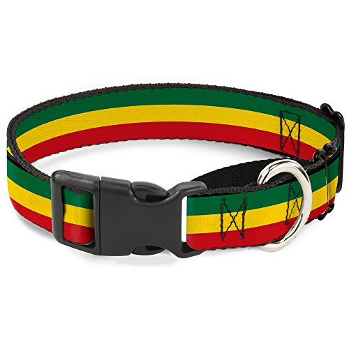 Buckle-Down Rasta Martingale Dog Collar, 1.5" Wide-Fits 13-18" Neck-Small