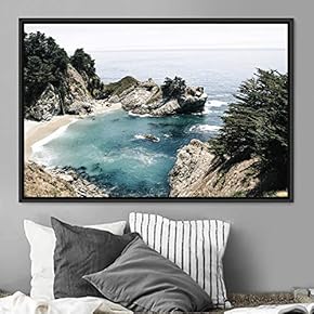 signwin Framed Canvas Wall Art Coastal Scenery Aerial...
