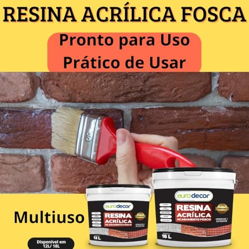 Resina Acrílica Fosca 18L Base Água Incolor Euro Decor Premium