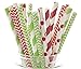 Merry Christmas Straws (25 pack) - Holiday Favors, Cake Pop Sticks, Christmas Decoration, Candy Cane Red Stripe & Christmas Tree Green Straws