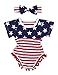 4th of July Toddler Baby Girl Romper American Flag Stars Stripes Pompom Tassel Balls + Headband