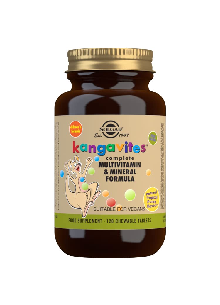 Solgar Kangavites Tropical Punch Complete Multivitamin and Mineral Formula Chewable Tablets - Pack of 120-28 Active Ingredients - Supports a Healthy Lifestyle - Vegan and Gluten Free