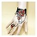 Handmade Gothic Lolita Retro Lace Slave Bracelet Ring Wedding Wristband Orange Crystal Beads